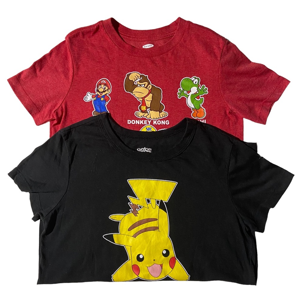 Bundle (2) Boys Mized Sizes Cartoons Graphic Short Sleeve Shirts